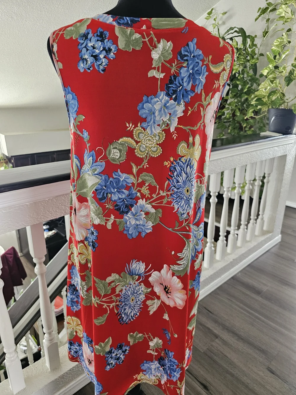 Apt. 9 Red Floral Sleeveless Midi Dress with Blue and Green Blooms - Picture 5 of 12